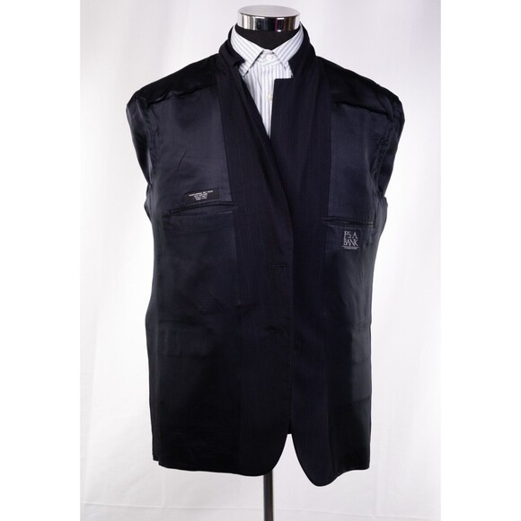 Jos A Bank 2 Button Blue Striped 100% Wool Sport Coat Jacket Blazer Sz 46r - Picture 9 of 13